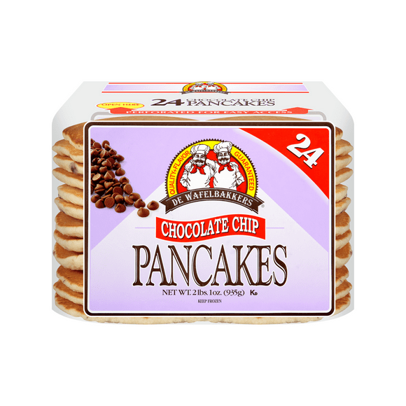 De Wafelbakkers Chocolate Chip Pancakes, 33 oz, 24 Count Bag (Frozen)