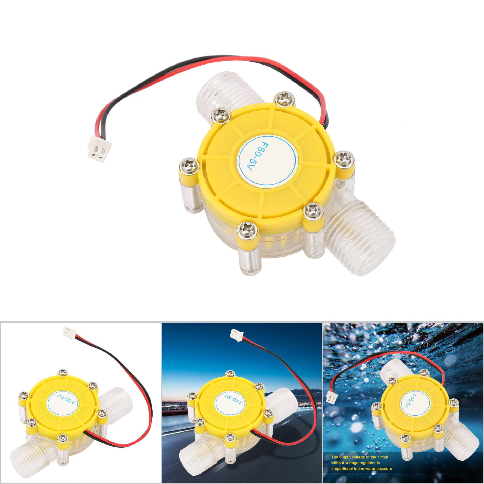 No Rust Low Noise for Power Generation for Home Micro-Hydro Generator F50 5V Transparent Yellow Solid Structure Water Turbine Generator