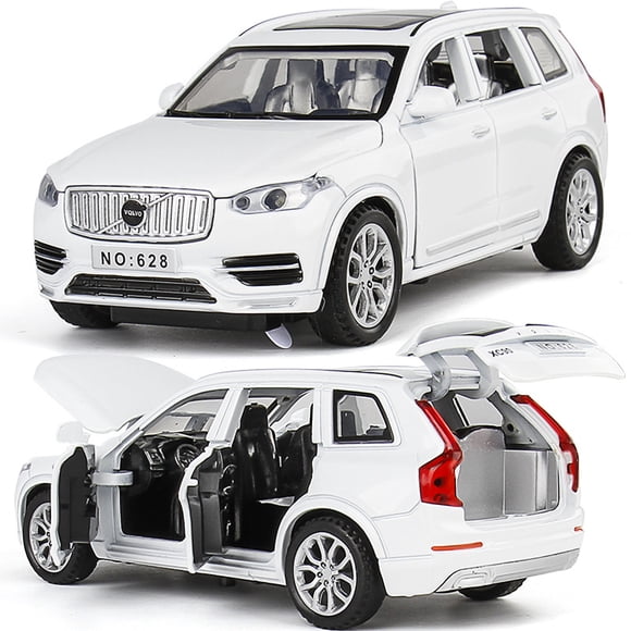 Modelo de coche de aleación VOLVO XC90 SUV 1:32, modelo de Metal fundido a presión, sonido y luz, juguete extraíble, adornos de exhibición, juguetes para niños,white