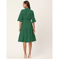 thumbnail image 3 of Moomaya Solid Bow-Knot Dress For Women, Ruffle Sleeve Tiered Flared Dress, 3 of 8