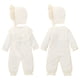 thumbnail image 2 of Gibobby Mamelucos para bebe niño polar Bebé recién nacido niños niña niño mono Color sólido manga larga tejido ropa Color sólido sombrero(Blanco, 3-6 Meses ), 2 of 4