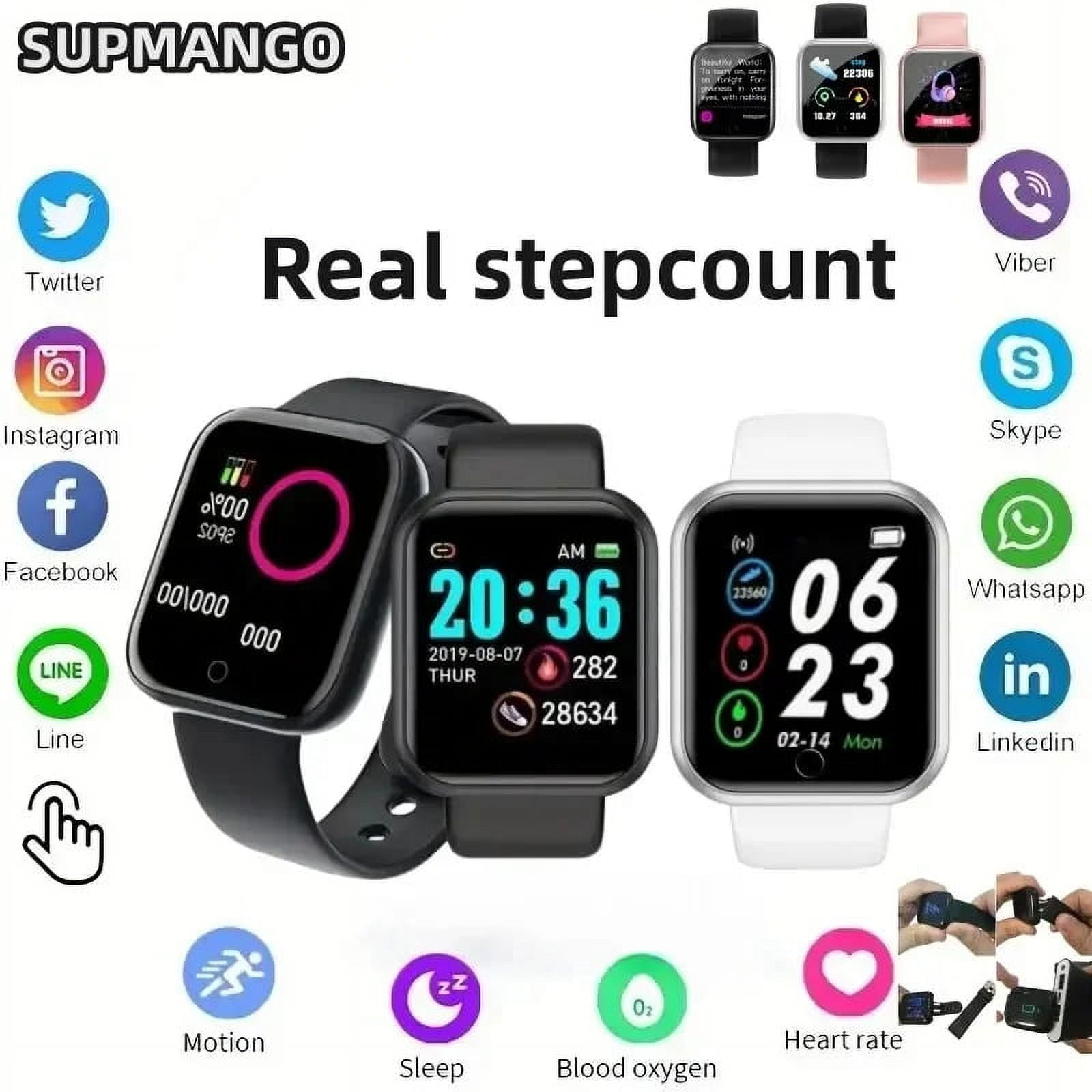 Smart Watch Y68 Real Step Count Fashion Smart Fitness Tracker Sports Watch Android IOS Smart Bracelet Smart Watch Women Dark Blue 2 Walmart