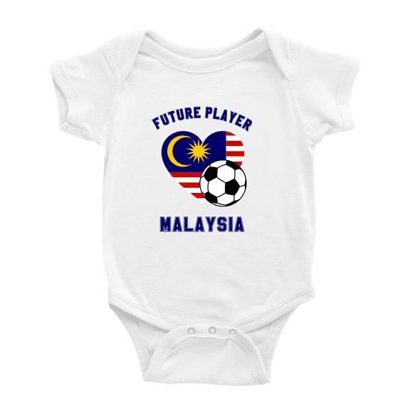 Future Soccer Player Malaysia Soccer Fan Cute Baby Romper (White, 3-6 Months)