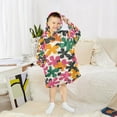 thumbnail image 6 of FORMRS Wearable Blanket Hoodie with Sleeves for Kids Cozy Flannel Sweatshirt, Pink Floral Blooms, 6 of 7