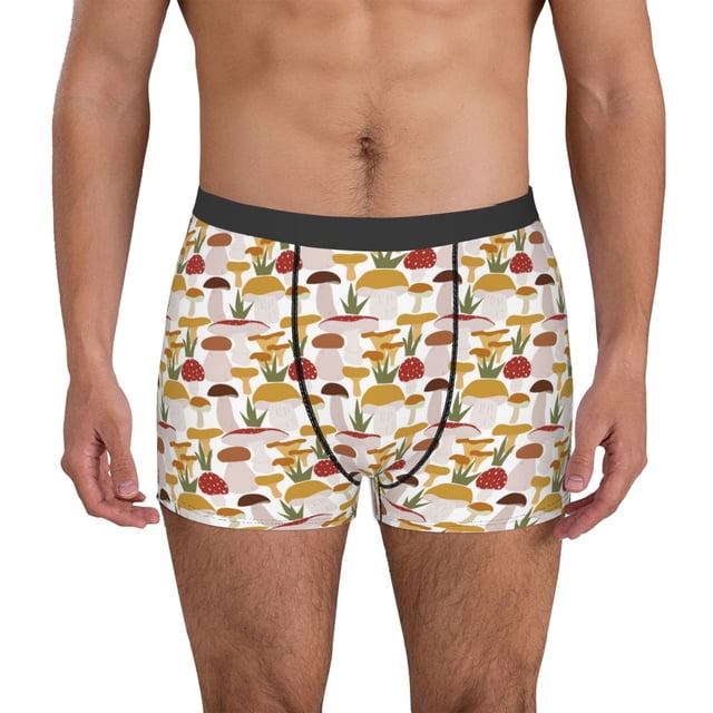 Balery Mushroom Calzoncillos bóxer para hombre, ropa interior de algodón suave y transpirable con cinturilla de nailon-X-Large