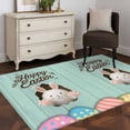 thumbnail image 4 of Happy Easter Area Rugs 2.7x5ft Easter Cute Bunny Cartoon Rabbits Colorful Eggs Green Floor Rug Non Slip Low Pile Ultra Soft Carpet for Entryway Indoor Bedroom Dining Room Under Table, 4 of 9