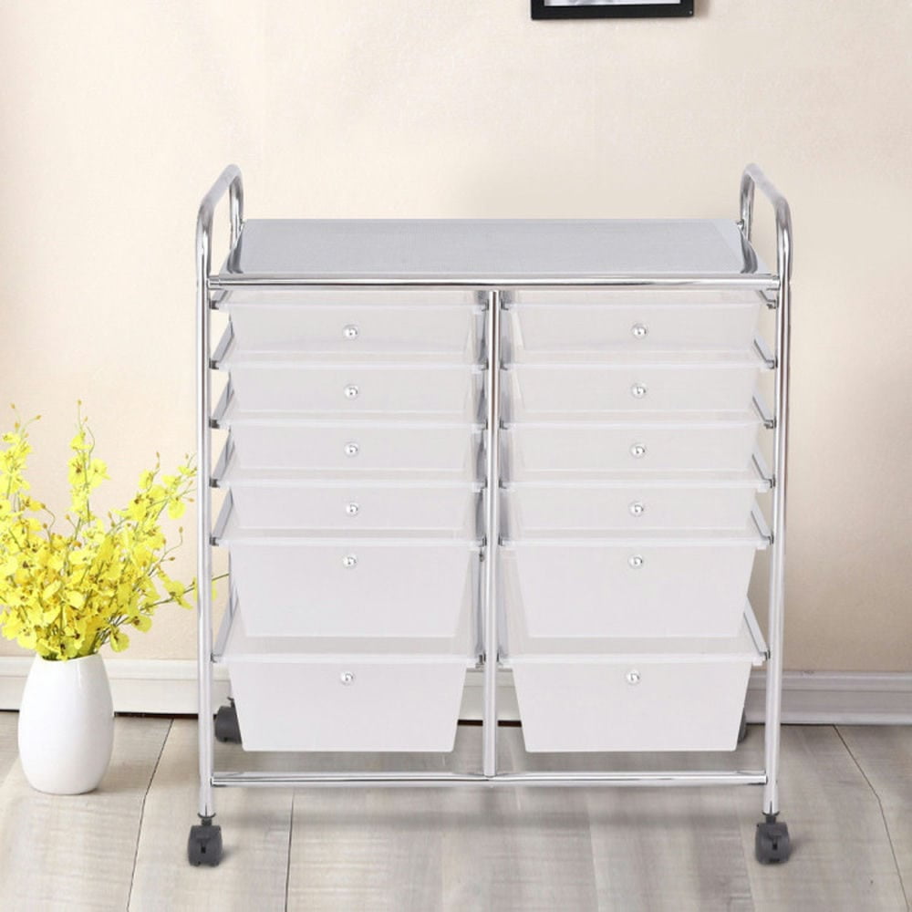 Spaco 12 Storage Drawer Organizer Bins Rolling Cart, Craft Organizers and Storage, Multipurpose Organizer Cart for Home, Office, School