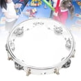 thumbnail image 2 of Cergrey Tambour de Main Tambour de Tambour Réglable Double Rangée 10in Percussion Jingles Instrument pour Parti, 2 of 8