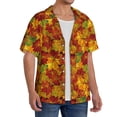 thumbnail image 2 of Gukieu Vintage maple leaf autumn Print Men's Short-sleeved Shirts, Button-down Pocket Shirts, T-shirts, Beach Vacation Travel Summer Clothing-Medium, 2 of 5
