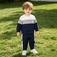 thumbnail image 2 of Enyan Toddler Baby Boy Fall Clothes Long Sleeve Solid Sweatshirt Top+Pants Set 2 Piece Infant Boys Winter Outfits（3-6 Months）, 2 of 6