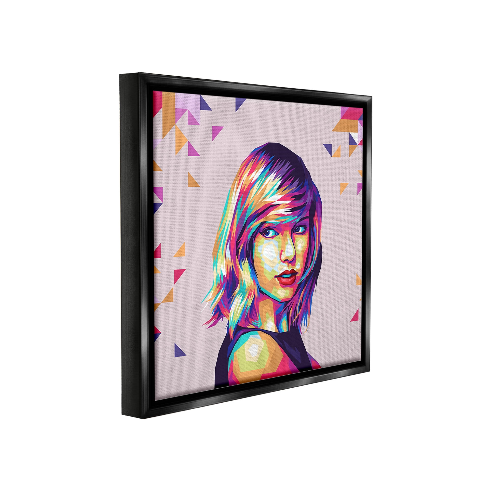Stupell Industries Pop Icon with Pattern Abstract Painting Black Floater Framed Canvas Art Print Wall Art, 18 x 18
