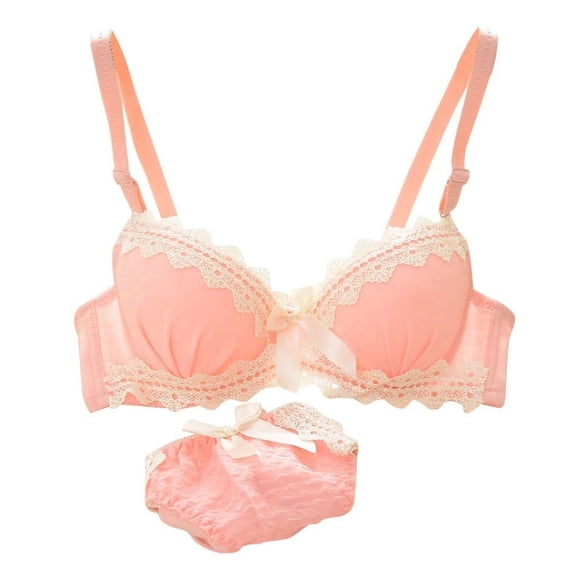 EIMELI Clearance! Sexy Young Women Push-Up Padded Bra Set Lingerie Underwear Brassiere&Panties Suit 2 Pcs Pink B 34