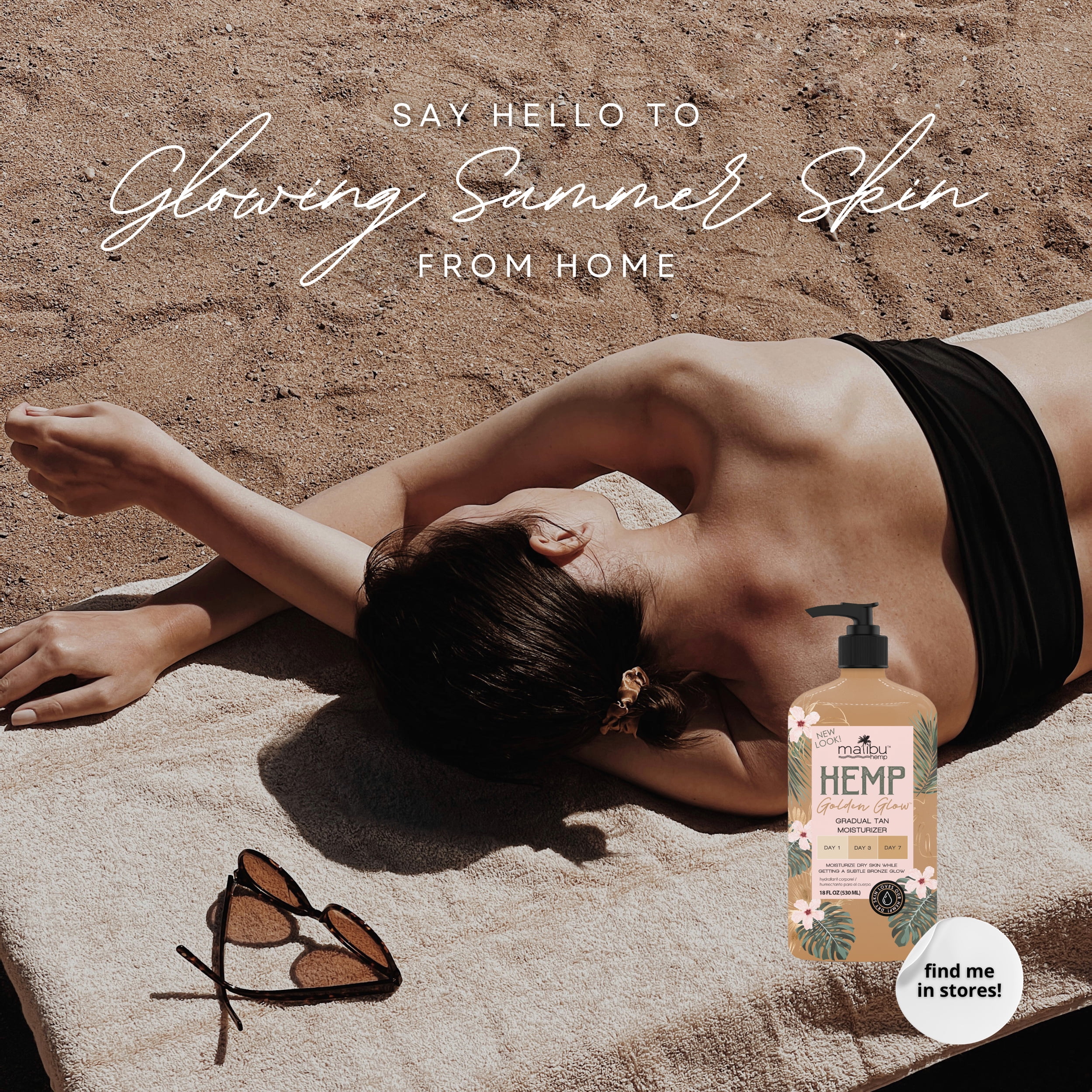 Malibu Hemp Golden Glow Body Moisturizer with Hemp Seed Oil for Dry Skin