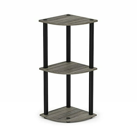 Furinno Turn-N-Tube 11.6 W x 11.6 D x 29.6 H 3-Shelf Decorative Shelves, Gray and Black