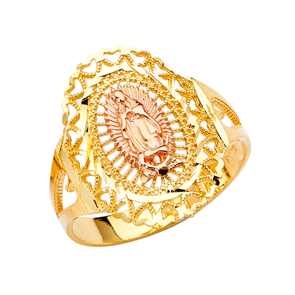 Jewels By Lux14K Yellow White and Rose Three Color Gold Our Lady of ...