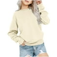 thumbnail image 2 of piuwrlz Sweatshirt for Girls Long Tops Sleeve Solid Color Hoodie Long Sleeves Without a Hat Sweater Beige Size 10 Years, 2 of 5