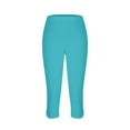 thumbnail image 5 of gbyLJF Capri Leggings Womens 2024 Summer Plus Size Capris Knee Length Workout Yoga Capri Pants Beach Cropped Pants Mint Green S, 5 of 6