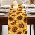 thumbnail image 3 of Yellow Sunflowers Table Runner, Watercolor Floral Flowers Vintage Washable Cotton Linen Table Runners 120 Inches Long, Dresser Scarf Runner for Dining/Living Room/Kitchen/Square Tables 13''x120'', 3 of 9