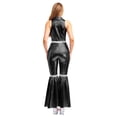 thumbnail image 2 of YiZYiF Womens Metallic Shiny 70s 80s Disco Outfit V neck Sleeveless Bell Bottom Dance Jumpsuit Black 3XL, 2 of 6
