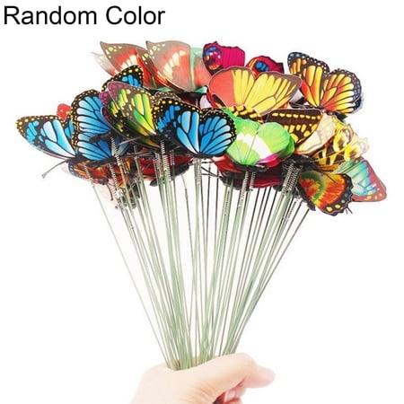 LYU 15Pcs Artificial Simulation Butterfly Stakes Garden Yard Plant Lawn Decoration