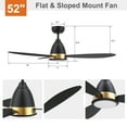thumbnail image 5 of SMAAIR 52" Balck and Gold Smart Ceiling Fans with LED Light Remote 3 Blades for Patio Living Room Bedroom Office, 5 of 9
