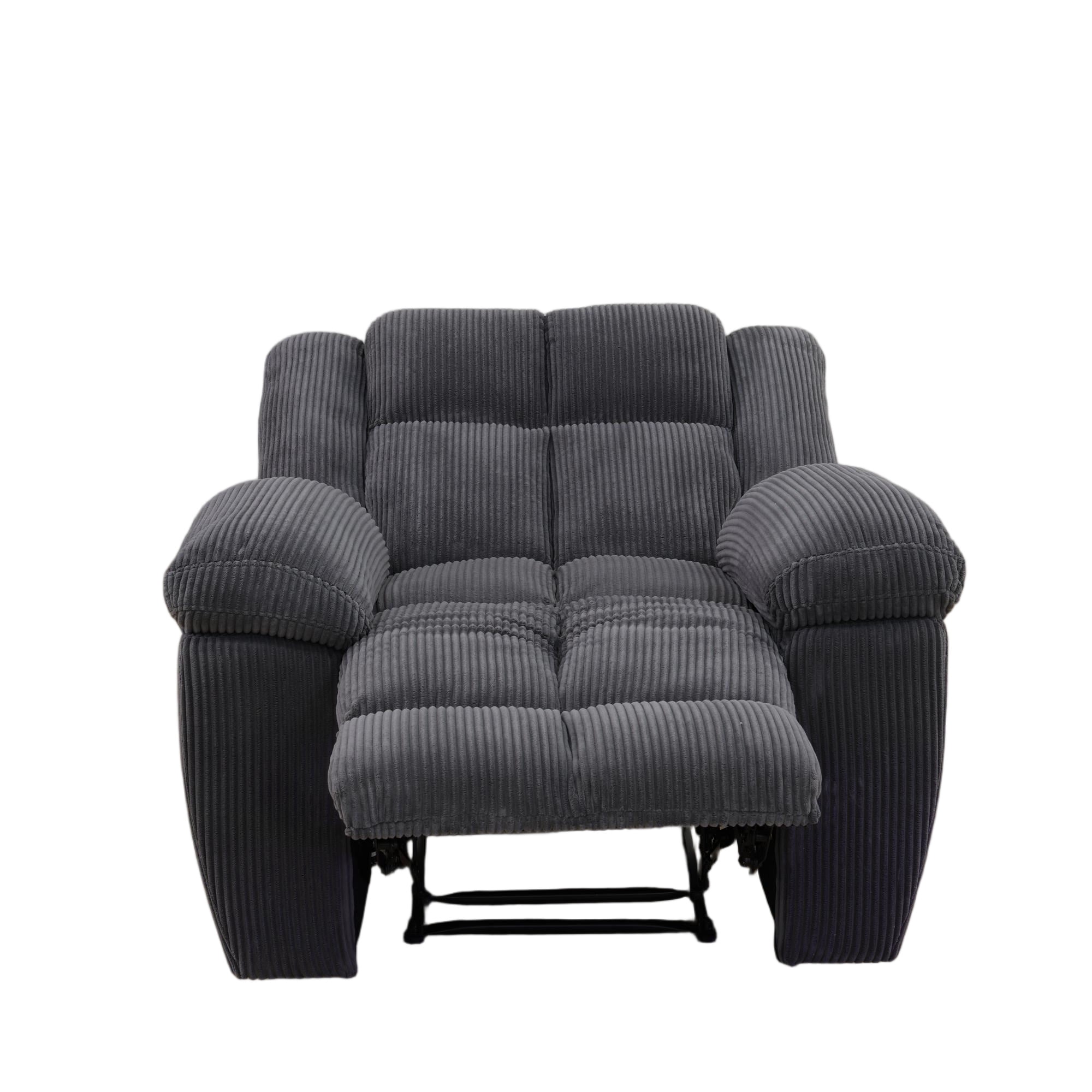 Aukfa 3-Piece Recliner Sofa Set - 43" Oversized Recliner Overstuffed Armchair for Living Room, Corduroy, Gray