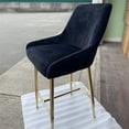 thumbnail image 3 of Heavenly Collection Modern Black Velvet Counter Stools Set of 3 - Mid-Century Upholstered Barstools with Gold Metal Legs - Ideal for Kitchen Islands, 3 of 6