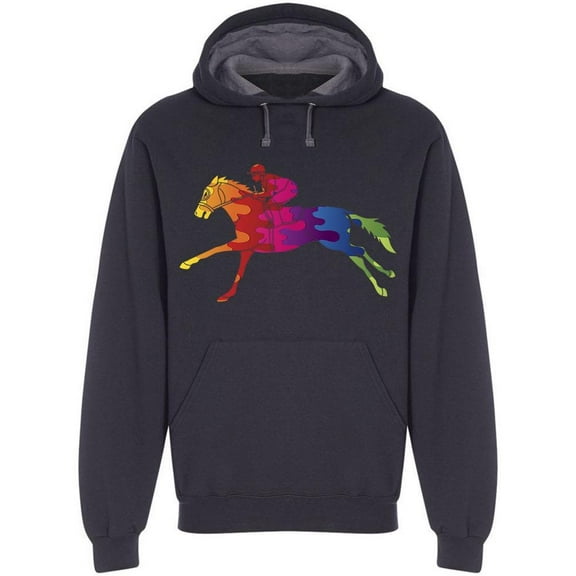Colorful Horseman Riding A Horse Hoodie Men -Image by Shutterstock, Male Medium