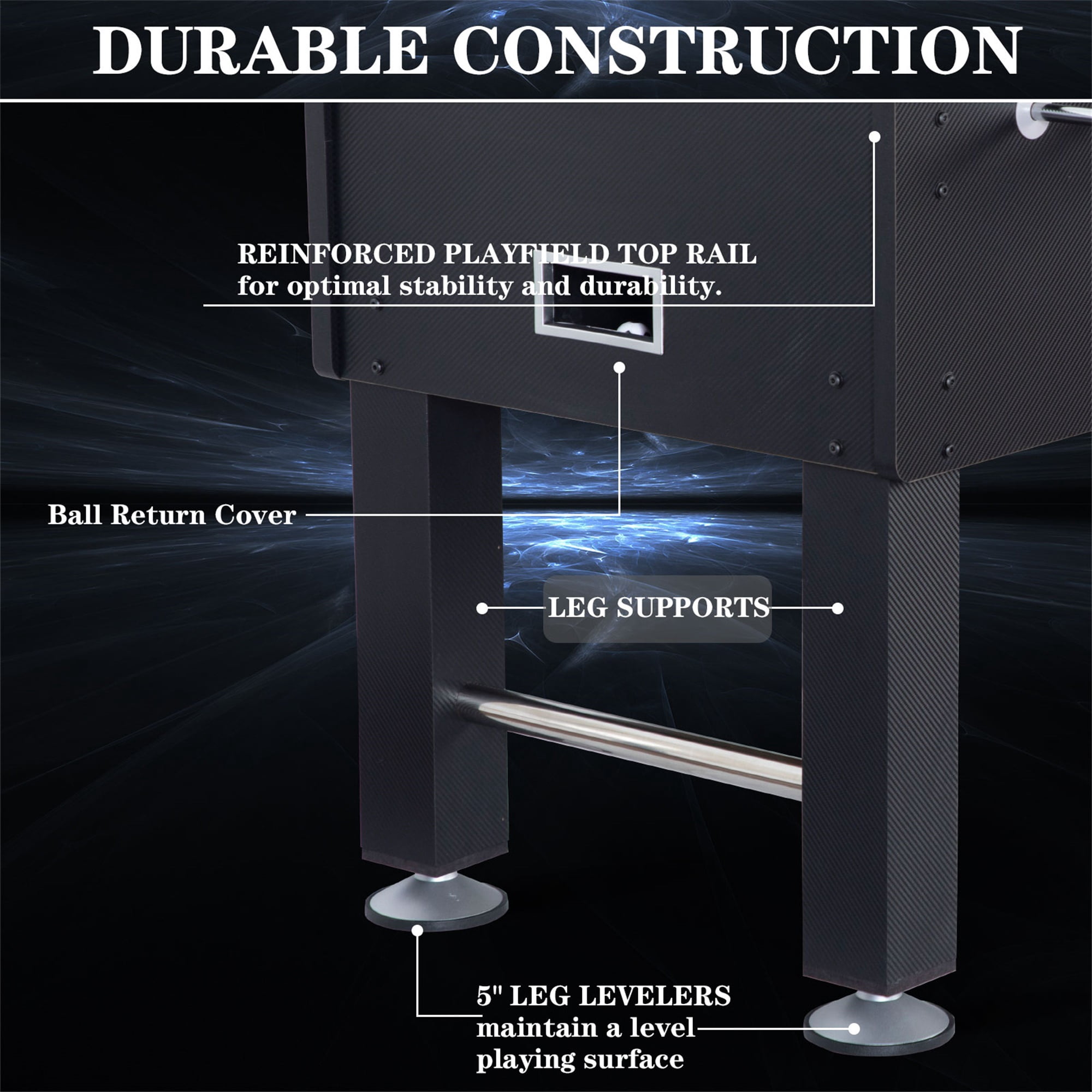 RayChee 55" Foosball Table, Soccer Game Table Football Arcade with Balls, Leg Levelers & Heavy-Duty Legs for Indoor Game Room (Black)