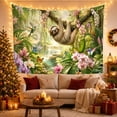 thumbnail image 3 of Sloth Hanging on Mossy Branch with Waterfall in Tropical Forest, Dreamy Fantasy for Wildlife Lovers, Botanical Wall Art Decor, Housewarming Gift, Tapestry Wall Hanging for Living Room and Bedroom, 3 of 7