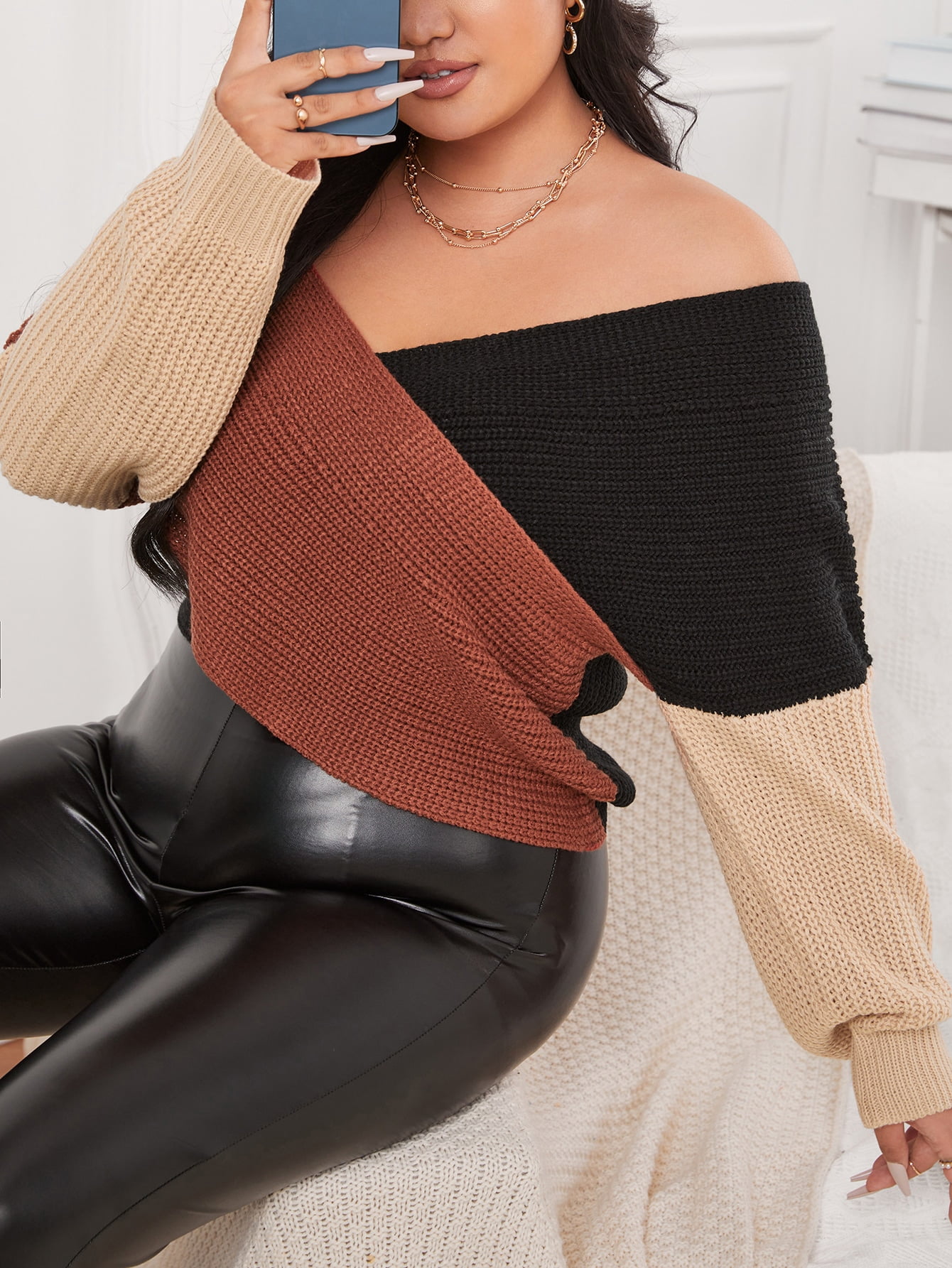 Women's Plus Color Block Wrap Cross 