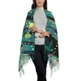 thumbnail image 2 of Honeii Mystical Black Cat Fireflies Print Scarf Oversized Scarf Tassel Fall Winter Thick Scarf Warm Shawl Women,Women's Scarves & Wraps, 2 of 8