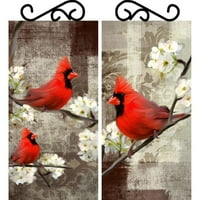 PTM Images, Perched Red Birds, Set of 2, Decorative Wall Art