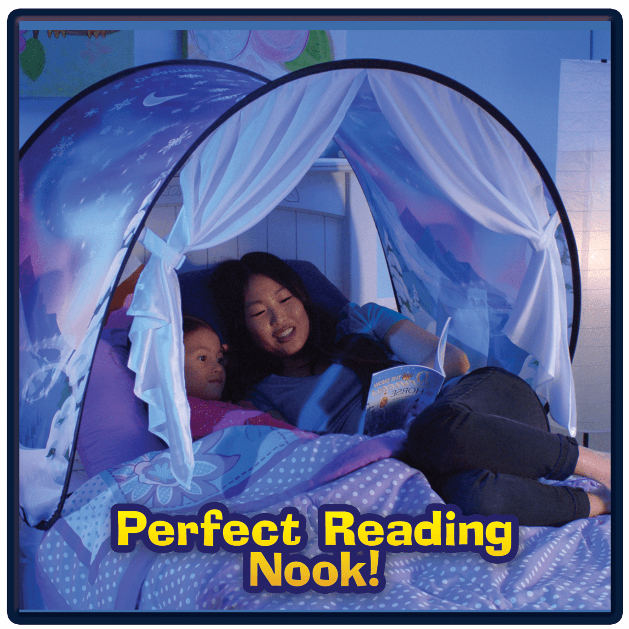 Dream Tents Kid House Space Wonderland Foldable Tent Pop up Indoor Bed+LED Light 