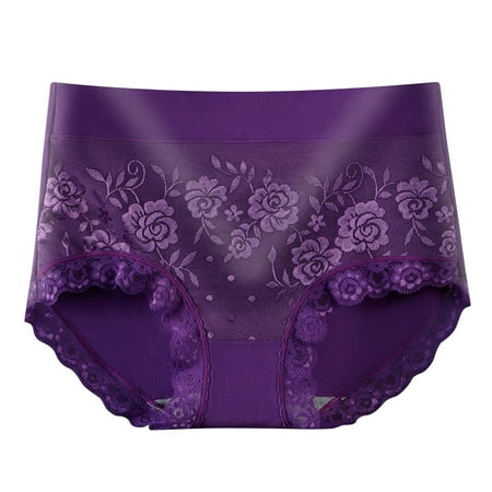 Cotton Panty Underwear Women Breathable Comfortable Briefs High Waist Butt-lifting Everyday Comfort Panties (X-Large  Purple)