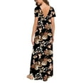 thumbnail image 4 of Puntoco Vestido De Manga Corta Con Cuello En V, Vestido Largo Hasta El Suelo De Verano Para Mujer, Vestido Largo Informal Suelto Con Bolsillos, Abertura De Manga Corta, Negro Xxxl, 4 of 6