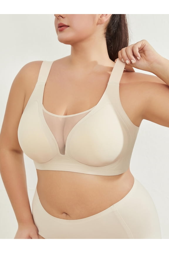 Plus Size Everyday Bras for Women Soft Sleep Wirefree Bras Beige L Full Coverage Bra