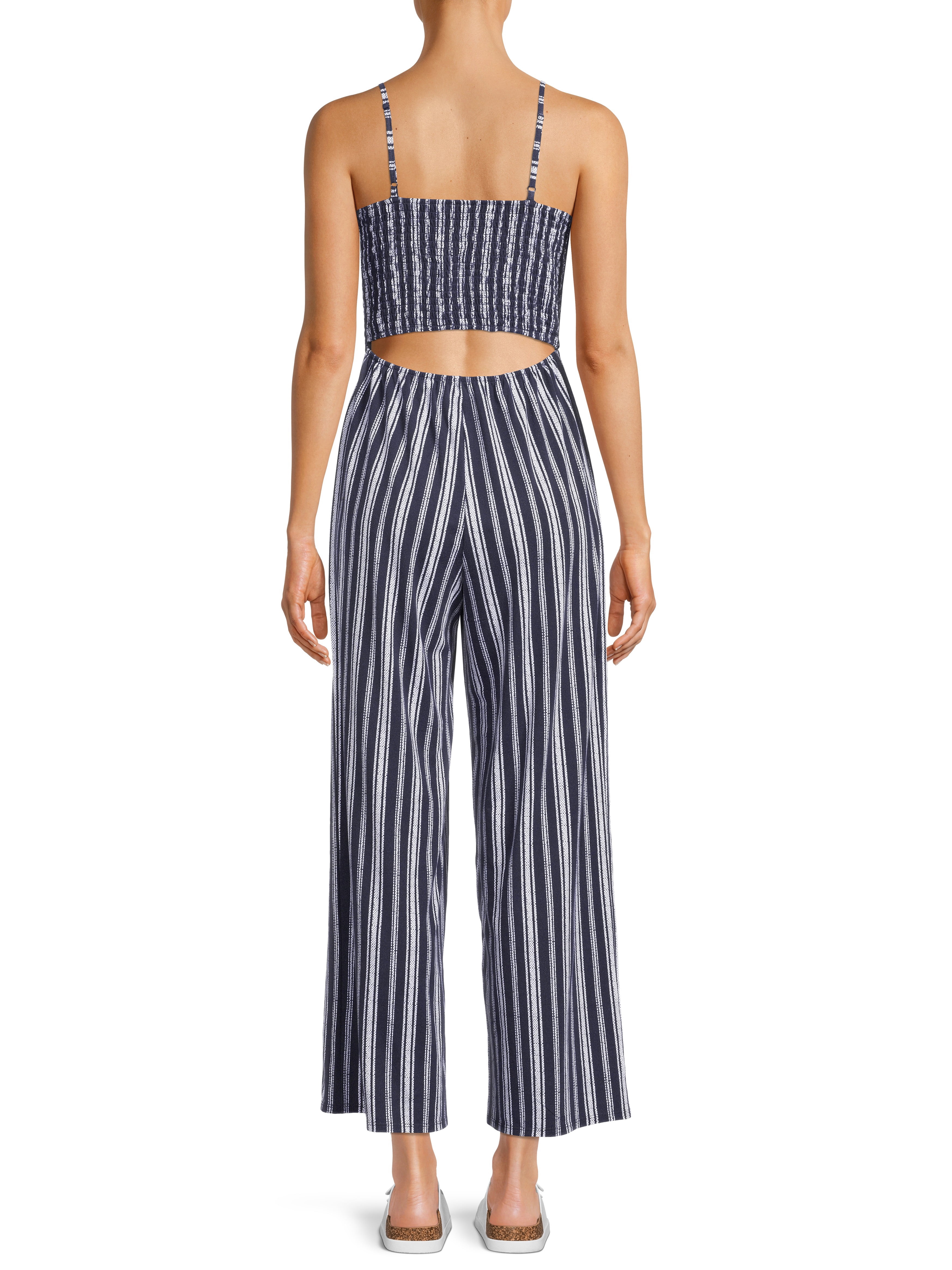 No Boundaries Juniors' Tie Front Jumpsuit