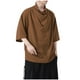 thumbnail image 1 of pstuiky camisetas para hombre, Blusa informal de seda helada de color liso para hombre, manga corta, cuello redondo y mangas cinco cuartos camisetas de hombre l, 1 of 3