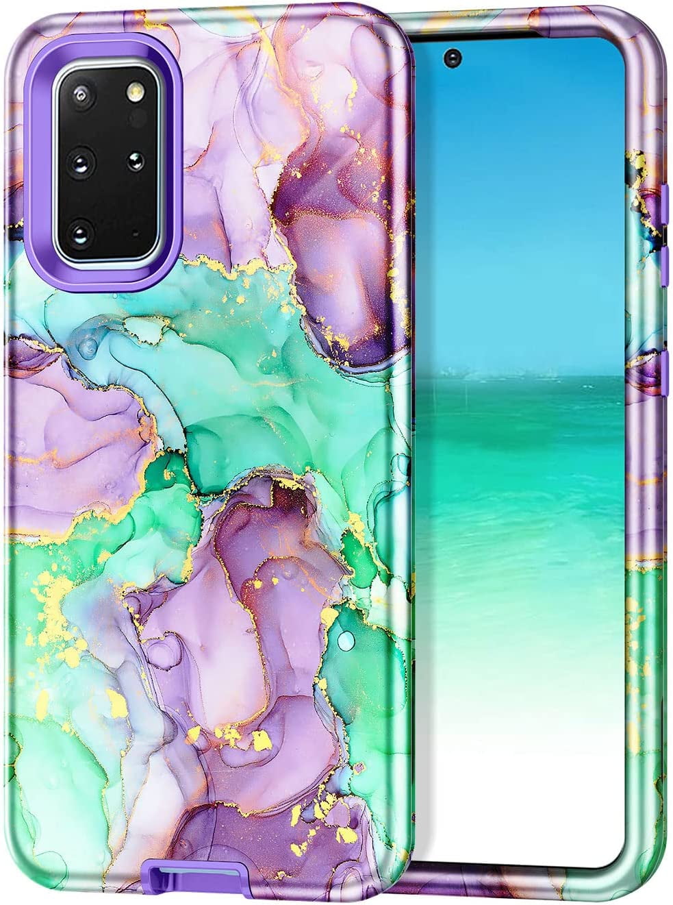 CASEFIV for Samsung S20 Plus/S20+ Case,Marble Heavy Duty Shockproof