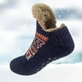thumbnail image 6 of AMITOFO Slipper Socks for Men Thick Thermal Fuzzy Socks Winter Soft Warm Fleece Fluffy Socks with Non Skid Gripper Christmas Gift,Navy Blue Size 6-11, 6 of 7