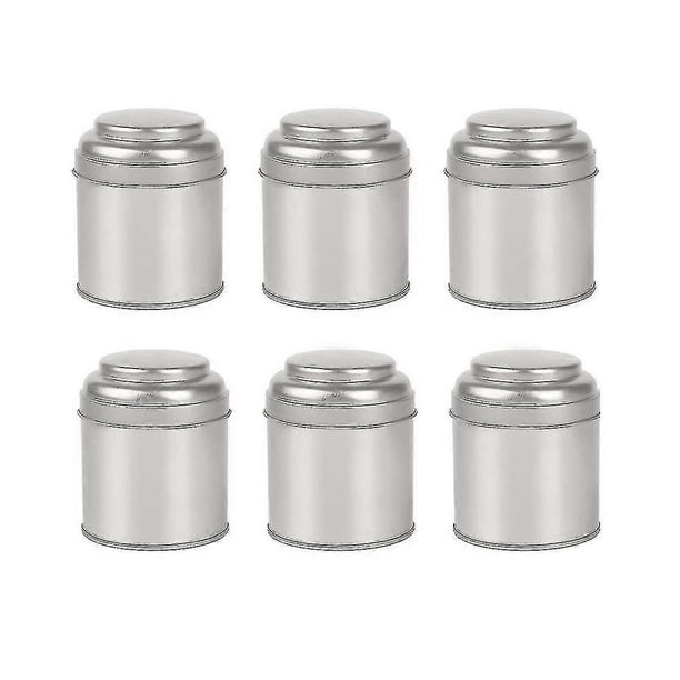 6pcs Tea Tins Canister With Airtight Double Lids,mini Tin Can Box And Small Round Kitchen Canisters