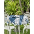 thumbnail image 3 of Outdoor Tablecloth with Umbrella Hole for Patio/Picnic/Party/Camping, Blue Coastal Striped Waterproof Table Cloth Round Cover Washable, Modern Nautical Thin Stripes (Dia 54"), 3 of 9