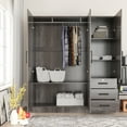 thumbnail image 3 of Woodpeckers Furniture and Mattress 61"Wide Armoire Wardrobe Closet For Hanging With 3 Drawers & Shelves, 3 of 10