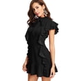 thumbnail image 4 of Vestido de fiesta de cóctel con dobladillo con volantes y manga corta con cuello anudado para mujer Zhivalor WRMH-221-7, 4 of 6