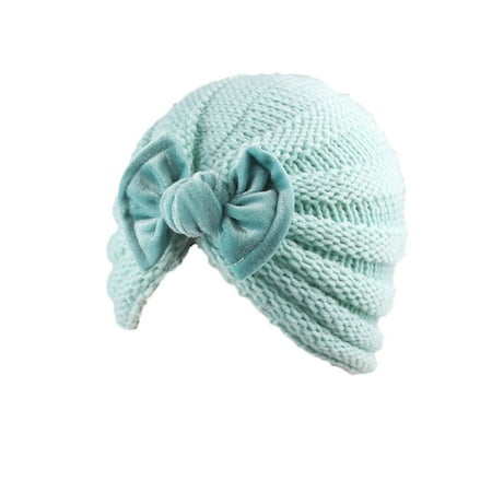 

Baby Solid Pleuche Bow Knitted Hat Headband Hair Headwear Accessories