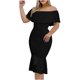thumbnail image 1 of Gibobby Vestidos para Mujer Casuales Vestido de hombro sin tirantes de color sólido con borlas de encaje ajustado y temperamento sexy para mujer(Negro,G), 1 of 5