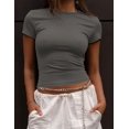 thumbnail image 3 of Crop Workout Tops for Women Pack Summer Short Sleeve Gym Athletic Compression Shirts Cute Tight Basic Tops Tee, 3 of 6