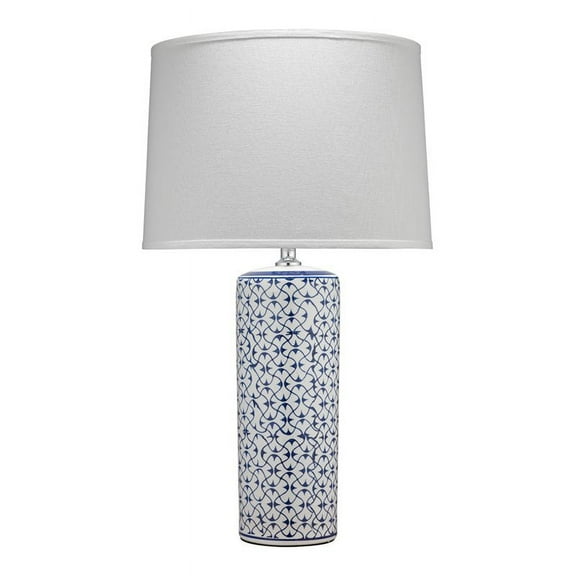 Eden Home Transitional Ceramic Table Lamp with Shade in Blue/White