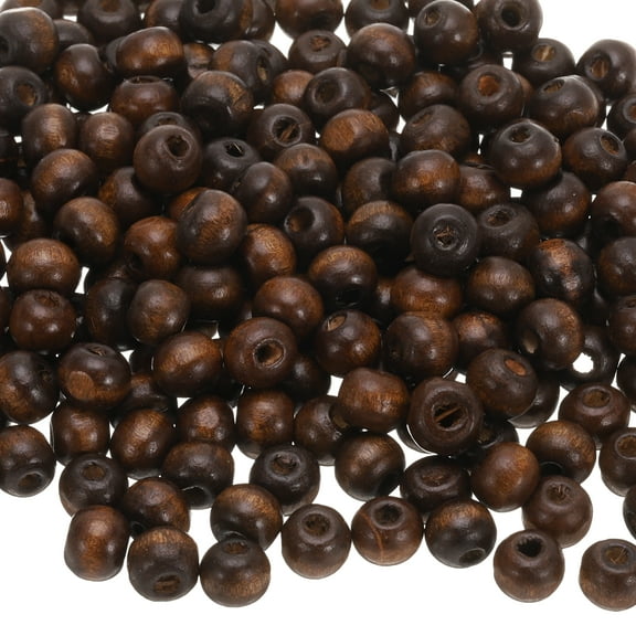 Uxcell 500 Pcs Natural Wooden Beads for Crafts Jewelry, Brown (8 x 7mm, 3mm Hole)